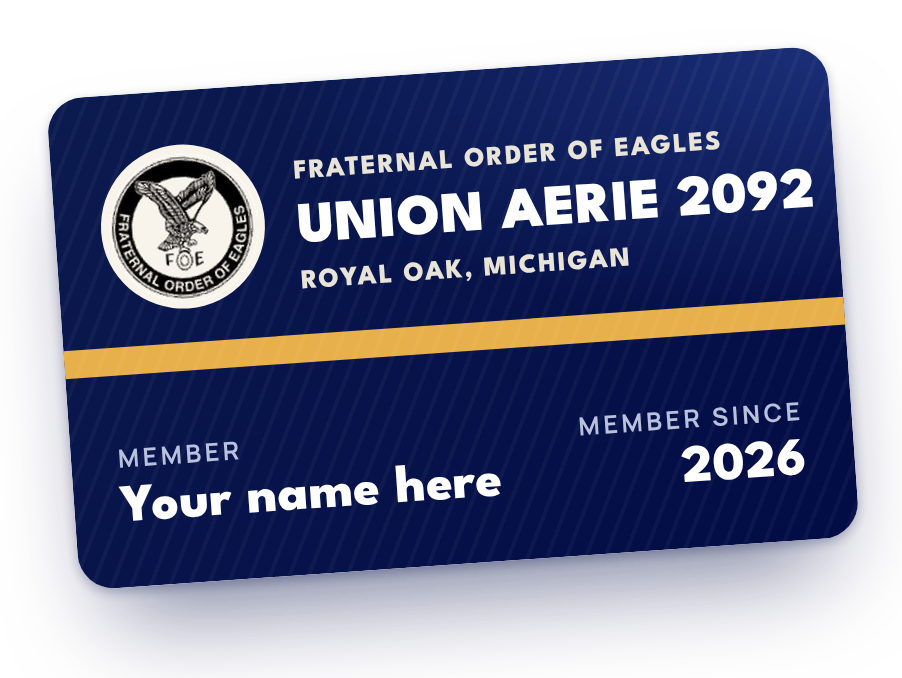 Illustration of a Union Aerie 2092 membership card